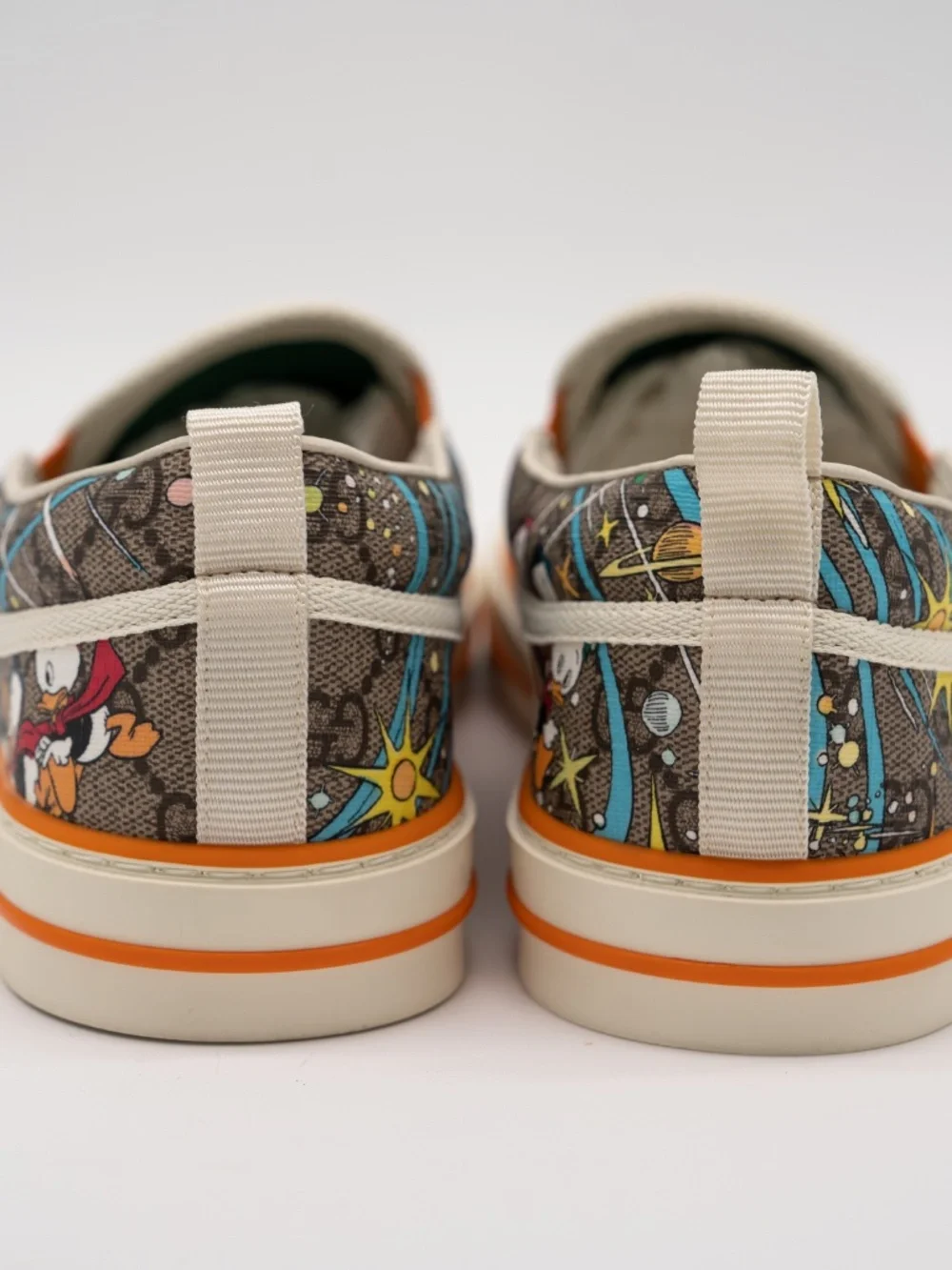 Gucci Disney Men's Slip On Donald Duck Space Print Leather Sneakers 7G 7.5 US